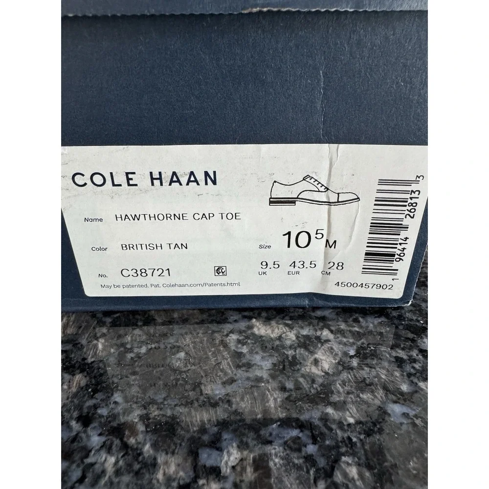 Cole Haan Hawthorne Cap Toe Oxford British Tan Leather Shoes C38721 Mens 10.5